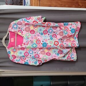 Ava Therese By Zavate Apparel Womens Scrub Top V-neck Colorful Floral Sz 4XL EUC